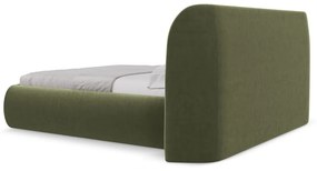 Zielone tapicerowane łóżko dwuosobowe ze schowkiem i stelażem 180x200 cm Hauke – Makamii