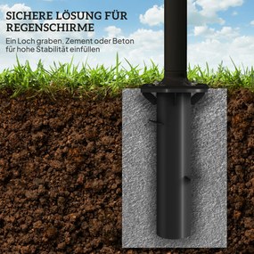 Outsunny Stojak do Parasola, Baza do Parasola, Uchwyt Ogrodowy, Metal, Ciemnoszary