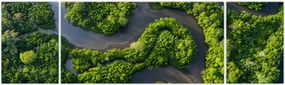 Obraz - Krajobraz leśny z rzeką (170x50 cm)