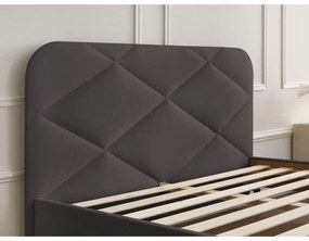Ciemnoszare tapicerowane łóżko dwuosobowe ze stelażem 160x200 cm Prune – Bobochic Paris
