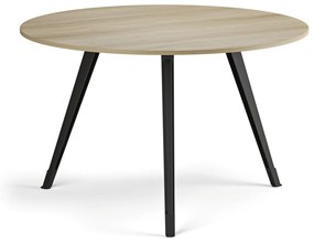 Stolik kawowy PRIMO ZEN, średnica 120 cm, czarna podstawa, dąb naturalny
