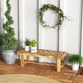 Outsunny Ławka Ogrodowa Rustykalna dla 2 Osób Lite Drewno Brązowa 110x38x35cm | Aosom PL