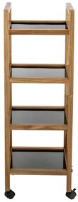 Czarny/w naturalnym kolorze regał łazienkowy z litego drewna akacjowego 35x101,5 cm Fondi – Wenko