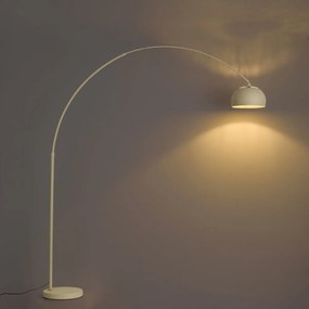 Nowoczesna Lampa Łukowa Beżowa z Marmurową Podstawą - XXL