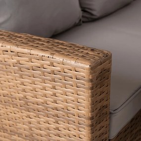 Zestaw Mebli Ogrodowych COMODO Brązowy/Szary Narożnik Stolik Tarasowy Technorattan Nowoczesny