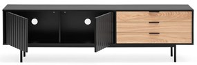 Czarno-naturalna szafka pod TV w dekorze dębu 180x52 cm Sierra – Teulat