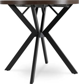 Stół Okrągły Rozkładany DORIAN 80-160 cm Orzech/Czarny Nowoczesny Loft