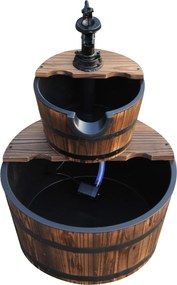 Outsunny Dekoracyjna fontanna ogrodowa kaskadowa drewniana 2-poziomowa ciemny brąz 44x44x58 cm | Aosom PL