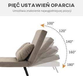 HOMCOM Rozkładany fotel łóżko dla gości z regulowanym oparciem metalowa rama do 120 kg jasnobrązowy | Aosom PL
