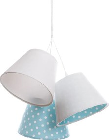 Biało-niebieska dziecięca lampa wisząca w groszki D7-D05