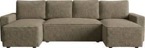 PROMOCJA Rozkładany narożnik w kształcie U SMART BOUCLE 303x143 cm, ciemny beżowy II. klasa jakości