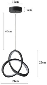 Lampa geometryczna LED wisząca sufitowa AT46-1SL-Black