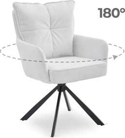 Krzesło Tapicerowane Obrotowe do Salonu CITY Kremowe Sztruksowe Nowoczesne