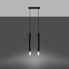 Lampy wiszące nowoczesny Eclim, stal/szkło - 2 źródło światła 3000K - L.30 x H.120 cm - czarny