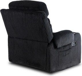 Fotel Rozkładany z Podnóżkiem TORRES Czarny Sztruksowy Nowoczesny