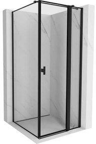 Mexen Mist T kabina prysznicowa uchylna prawa 85 x 85 cm, czarna ramka, czarna - 8A4T-085-085-70-70-P