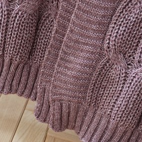 Różowofioletowy koc dzianinowy 130x170 cm Chunky Marl Knit – Catherine Lansfield