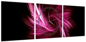 Obraz - różowa abstrakcja (z zegarem) (90x30 cm)