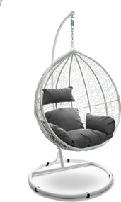 Fotel ogrodowy szary/biały wiszący kokon XXL aluminiowy nowoczesny promocja