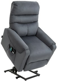 HOMCOM Fotel TV z masażem i ogrzewaniem funkcja ułatwiająca wstawanie ciemnoszary 79x97x103 cm | Aosom PL