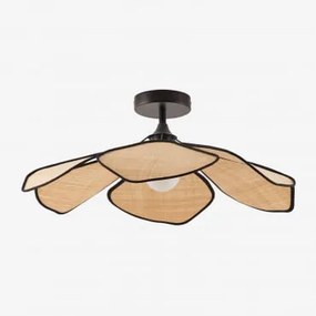 Lampa Sufitowa Benavid Ø75 Cm & Rafia Naturalny - Czarny - Sklum
