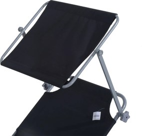 Outsunny Leżak ogrodowy składany z daszkiem przeciwsłonecznym idealny na plażę czarny 187x58x36 cm | Aosom PL