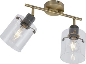 Designerski reflektor sufitowy brązowy z przezroczystym szkłem 2-punktowy - Domo