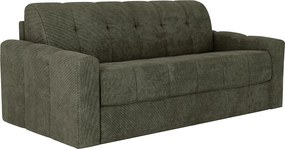 Kanapa 3-osobowa rozkładana w teksturowanej tkaninie khaki - Powierzchnia spania 140 cm - Materac 22 cm z pamięcią kształtu - DARIELO