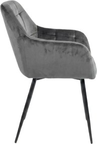 Szare krzesło jadalniane LOREN VELVET z czarnymi nogami
