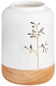 Biały porcelanowy świecznik GOLD TWIG
