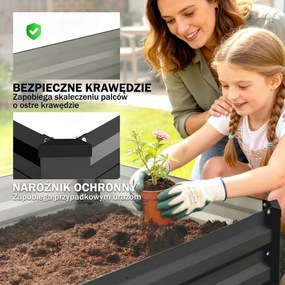 Outsunny Wysoka grządka do ogrodu, ziołowy, odporna na warunki atmosferyczne, otwarta podstawa, 100 x 60 x 30 cm, Dunkelgrau