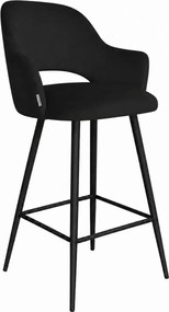 Hoker Milano krzesło barowe tkanina Welur podstawa metalowa : Kolor nogi - Czarna stożek, Kolor tkaniny - VELVET - MG19, Typ siedziska - Siedzisko obrotowe 360°
