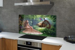 Panel nad Blat Kuchenny Kobieta z Bażantem w Lesie