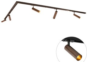 Nowoczesny system oświetlenia szynowego z 5 reflektorami, ciemny brąz, 1-fazowy, GU10, 35 mm - Iconic Jeana Luxe