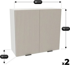 Zestaw Mebli Kuchennych MODERN 260 cm Kaszmir Ryflowany Nowoczesny