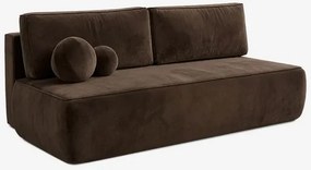 Sofa z Funkcją Spania ARVETO Brązowa Welurowa Nowoczesna