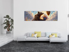 Obraz - Niedźwiedź i pszczoły (170x50 cm)