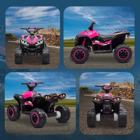 HOMCOM Elektryczny Quad dla Dzieci, 3-6 km/h, Światła/Muzyka, dla 3-5 Latków, do 25kg, Różowy/Czarny
