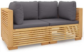 Sofa ogrodowa z drewna tekowego z szarymi poduszkami - Elosi