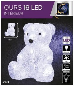 Ozdoba świetlna zewnętrzna, miś z akrylu, 16 LED