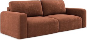 Kanapa 3-osobowa z funkcją spania - z tkaniny szenilowej - terakota - KONA