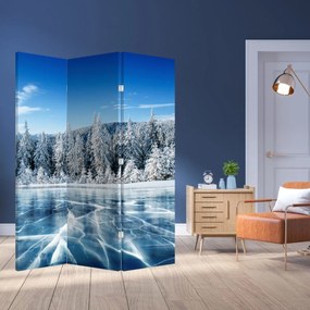 Parawan - Zamarznięte jezioro i pokryte śniegiem drzewa (126x170 cm)