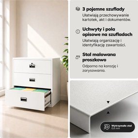 Szafa kartotekowa metalowa biała, 900x1020x600 mm: SARA XL V3