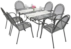 Metalowy zestaw ogrodowy CORINA III. 1 + 6 Stół prostokątny 190x105 cm (CT0310)