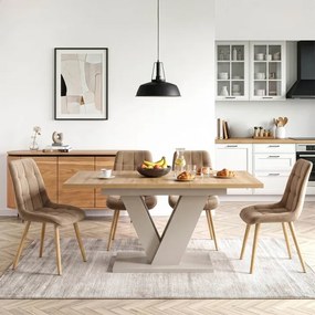 Stół Prostokątny Rozkładany CLARK 120-160 cm Dąb Artisan/Kaszmir Japandi