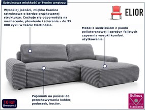 Ciemnoszary narożnik sztruksowy do salonu C9-F72