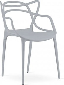 Zestaw 4 jasnoszarych plastikowych krzeseł KATO