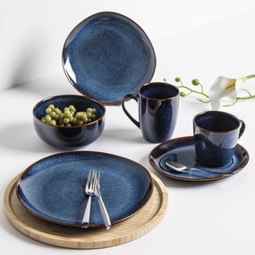 Altom Ceramiczny płytki talerz Reactive Navy Blue 25,5 cm