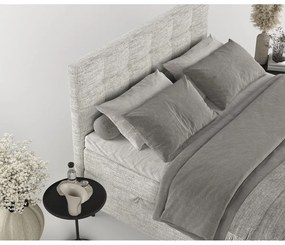 Jasnoszare łóżko boxspring ze schowkiem 200x200 cm Urbaneo – Maison de Rêve