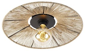 Rustykalna lampa sufitowa czarna ze sznurkiem - Sacha Rustykalny / Vintage Oswietlenie wewnetrzne